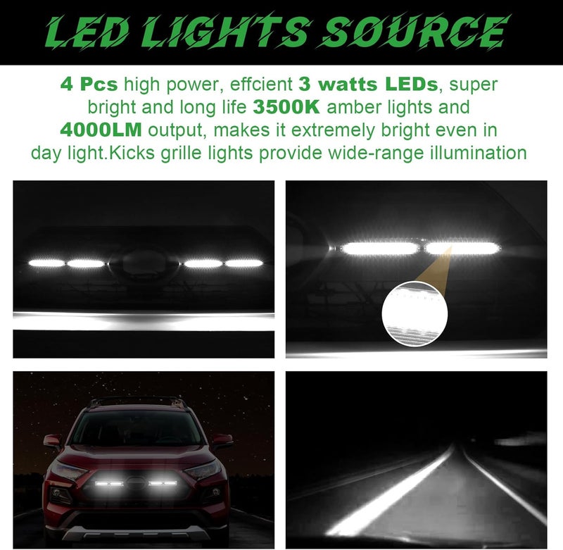 CFDSDE LED Grille Lights Fits for 2019-2024 Toyota RAV4 Accessories Exterior Front Grill Insert Light for 5th Gen Hybrid Adventure TR D Off-Road 5311142220(White Lights) - Image 5